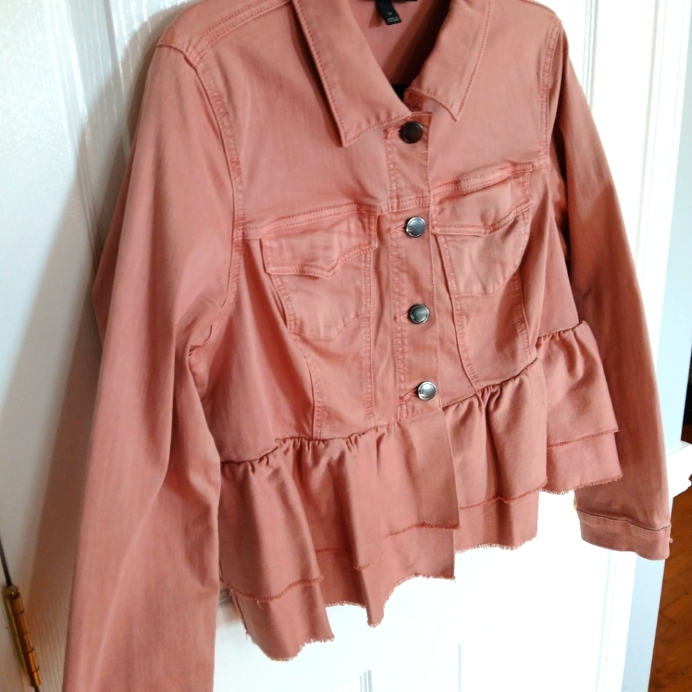 Lane Bryant Peach Pink Jean Jacket - Picture 2 of 5
